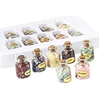 Los mejores  - Adanse 1 caja de 9 botellas de piedras preciosas naturales semipreciosas- cristal curativo- reiki- Wicca- viaje- piedras…
